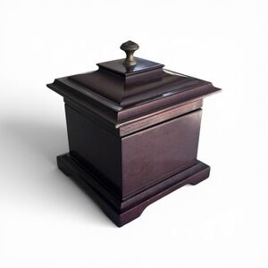 Bombay Company Wooden Music Jewelry Box Green Velvet Lined Ring Organizer Windup